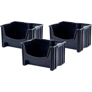 MIGHTY TUFF Jumbo Stackable 16 Gal. Storage Bins with Handles in Black (Pack of 3)