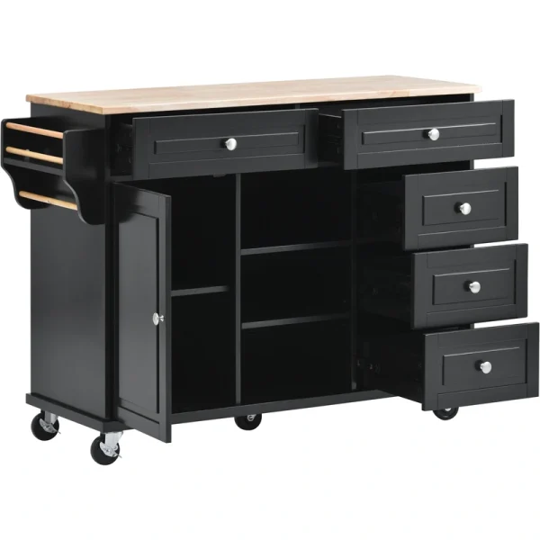 Miki Shinly Black Mdf Base with Mdf Top Rolling Kitchen Island (18.1-in x 52.8-in x 36.2-in)