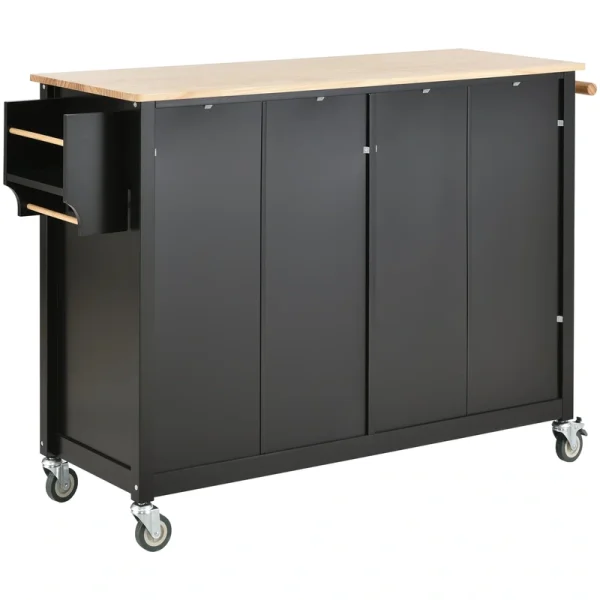 Miki Shinly Black Mdf Base with Mdf Top Rolling Kitchen Island (18.5-in x 36.22-in x 54.33-in)