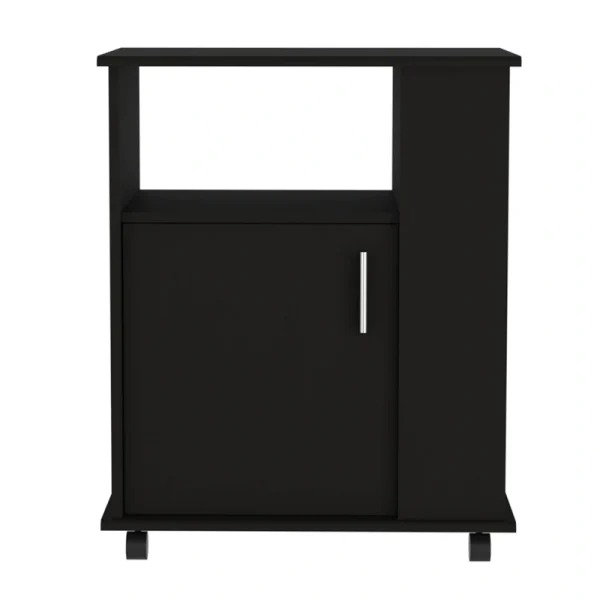 Miki Shinly Black Mdf Base with Mdf Top Rolling Kitchen Island (23.6-in x 15.7-in x 28.9-in)