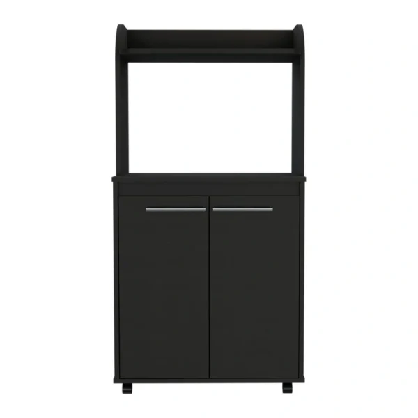 Miki Shinly Black Mdf Base with Mdf Top Rolling Kitchen Island (24.89-in x 14.19-in x 49.23-in)