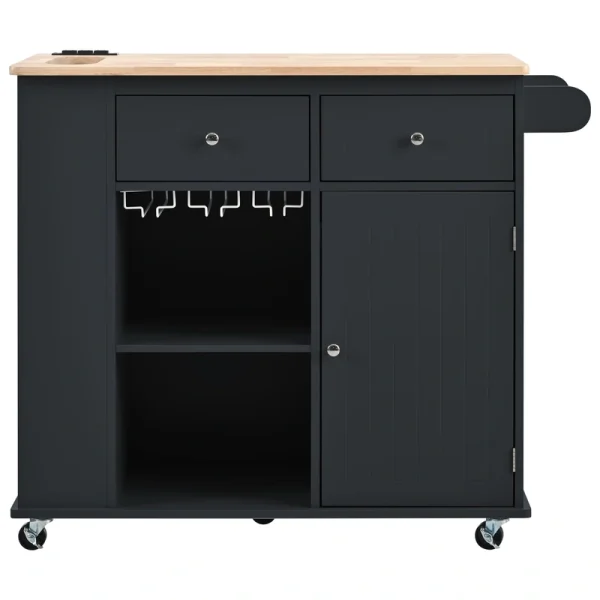 Miki Shinly Black Mdf Base with Mdf Top Rolling Kitchen Island (29.33-in x 39.8-in x 33.7-in)