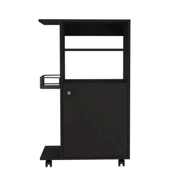 Miki Shinly Black Mdf Base with Mdf Wood Top Rolling Kitchen Cart (23.6-in x 14.96-in x 38.5-in)