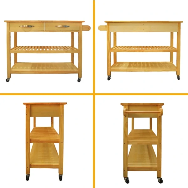 Miki Shinly Brown Mdf Base with Mdf Top Rolling Kitchen Cart (17-in x 45-in x 35-in)