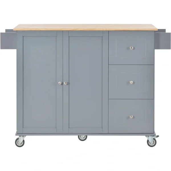 Miki Shinly Gray Mdf Base with Mdf Top Rolling Kitchen Island (29.5-in x 52.76-in x 36.81-in)