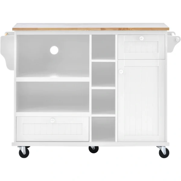Miki Shinly White Mdf Base with Mdf Top Rolling Kitchen Island (18.1-in x 50.8-in x 36.2-in) T726918850