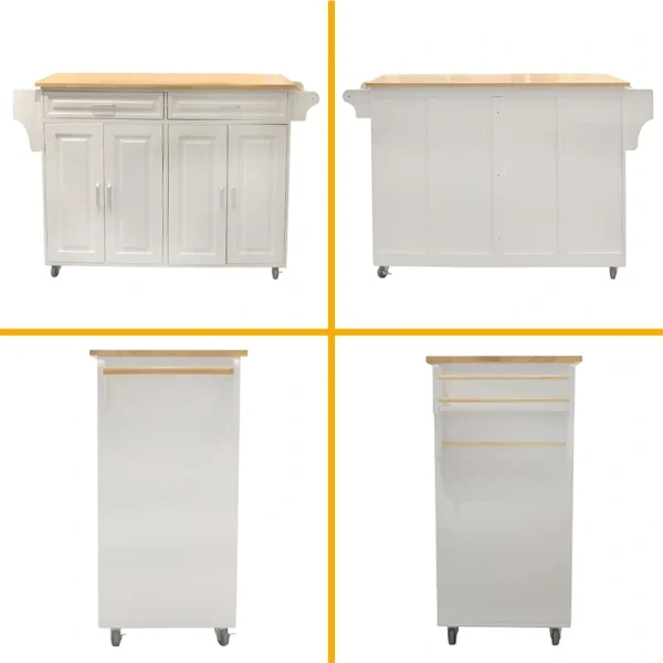 Miki Shinly White Mdf Base with Mdf Top Rolling Kitchen Island (18.11-in x 53.93-in x 35.03-in)