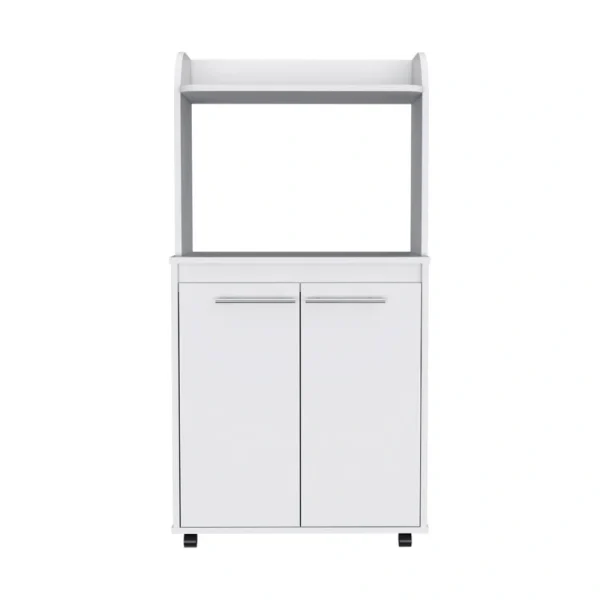 Miki Shinly White Mdf Base with Mdf Top Rolling Kitchen Island (24.89-in x 14.19-in x 49.23-in)