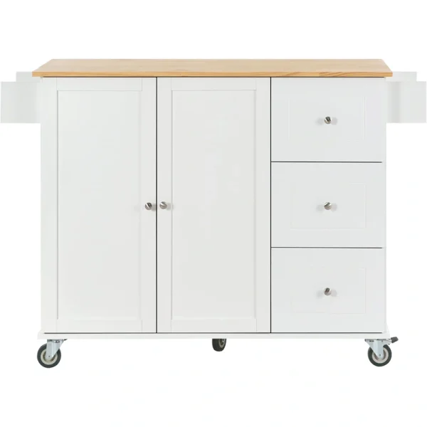 Miki Shinly White Mdf Base with Mdf Top Rolling Kitchen Island (29.5-in x 52.76-in x 36.81-in) T726918849