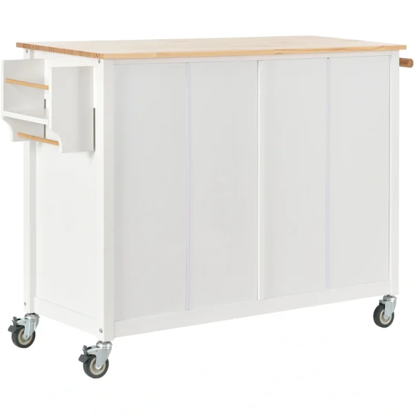 Miki Shinly White Mdf Base with Wood Top Rolling Kitchen Island (18.5-in x 54.33-in x 36.22-in)