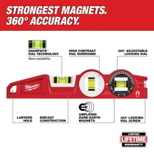 Milwaukee 10 in. 360-degree Locking Die Cast Torpedo Level