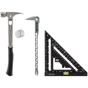 Milwaukee 15 oz. TiBone Milled Face with Curved Handle, Mallet Cap, and 12 in. Titanium Clawbar Nail Puller with Dimpler (3-Piece)