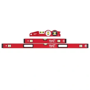 Milwaukee 24 in. and 48 in. REDSTICK Box Level Set with 10 in. 360 Locking Die Cast Torpedo Level (3-Piece)
