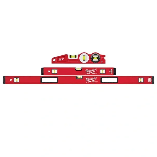 Milwaukee 24 in. and 48 in. REDSTICK Box Level Set with 10 in. 360 Locking Die Cast Torpedo Level (3-Piece)