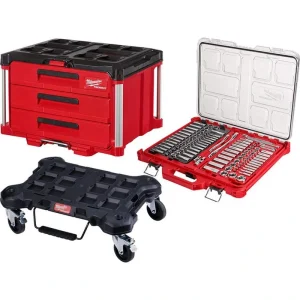 Milwaukee 3/8 in. and 1/4 in. Drive SAE/Metric Mechanics Tool Set (106-Piece) with PACKOUT Drawer Kit
