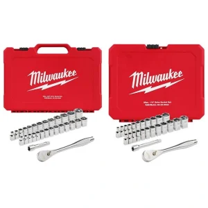 Milwaukee 3/8 in. and 1/4 in. Drive SAE/Metric Ratchet/Socket Mechanics Tool Set (54-Piece)