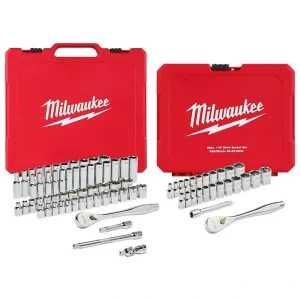 Milwaukee 3/8 in. and 1/4 in. Drive SAE/Metric Ratchet/Socket Mechanics Tool Set (81-Piece)