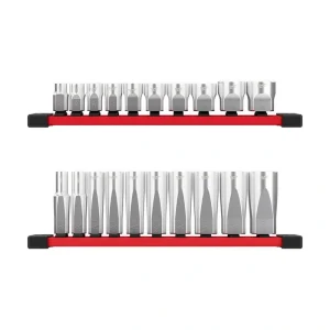 Milwaukee 3/8 in. SAE Low Profile and Deep Well 6-Point Sockets with FOUR FLAT Sides (20-Piece)