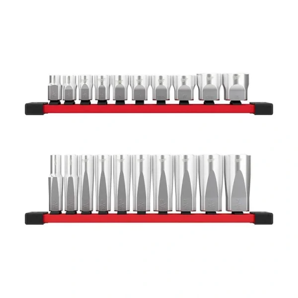 Milwaukee 3/8 in. SAE Low Profile and Deep Well 6-Point Sockets with FOUR FLAT Sides (20-Piece)