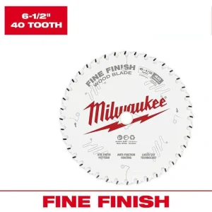 Milwaukee 6-1/2 in. x 40-Tooth Carbide Fine Finish Circular Saw Blade