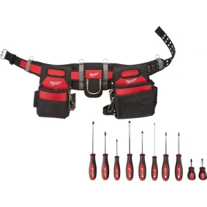 Milwaukee Adjustable Electricians Waist Tool Belt with Screwdriver Set (11-Piece)