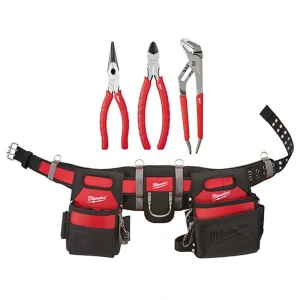 Milwaukee Adjustable Electricians Work Waist Tool Belt with 3-Pieces Pliers Kit