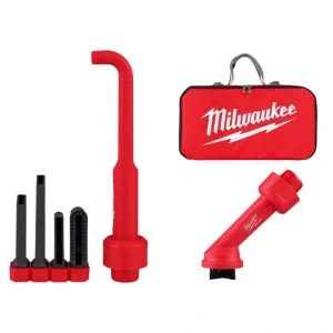 Milwaukee AIR-TIP 1-1/4 in. – 2-1/2 in. 4-In-1 Right Angle Tool and Brush Wet/Dry Shop Vacuum Attachment with Bag (5-Piece)
