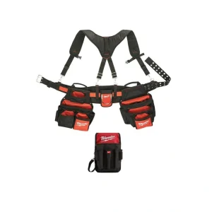 Milwaukee General Contractor Work Belt with Suspension Rig with 9-Pocket Utility Pouch