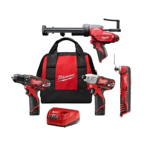 Milwaukee M12 12V Lithium-Ion Cordless Drill Driver/Impact Driver Combo Kit w/Multi-Tool and 10 oz. Caulk and Adhesive Gun