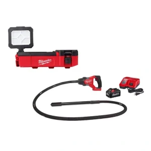 Milwaukee M12 12V Lithium-Ion Cordless PACKOUT Flood Light W/USB Charging and M18 FUEL 8 ft. Concrete Pencil Vibrator Kit