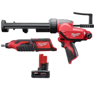 Milwaukee M12 12V Lithium-Ion Cordless Rotary Tool with M12 10 oz. Caulk and Adhesive Gun and 6.0 Ah XC Battery Pack