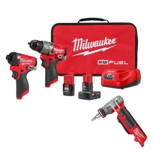 Milwaukee M12 FUEL 12-Volt Cordless Hammer Drill and Impact Driver Combo Kit with ProPEX Expander, 1/2 in. to 1 in. Expander Heads