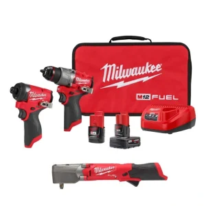 Milwaukee M12 FUEL 12-Volt Li-Ion Brushless Cordless Hammer Drill/Impact Combo Kit (2-Tool) with Right Angle Impact Wrench