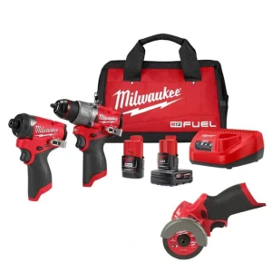 Milwaukee M12 FUEL 12-Volt Lithium-Ion Brushless Cordless Hammer Drill and Impact Driver Combo Kit (2-Tool) with Cut Off Saw