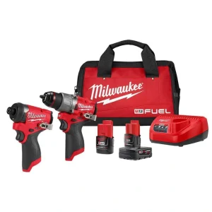 Milwaukee M12 FUEL 12-Volt Lithium-Ion Brushless Cordless Hammer Drill and Impact Driver Combo Kit w/2 Batteries and Bag (2-Tool)