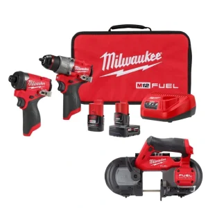 Milwaukee M12 FUEL 12-Volt Lithium-Ion Brushless Cordless Hammer Drill/Impact Driver Combo Kit (2-Tool) with Sub Compact Band Saw