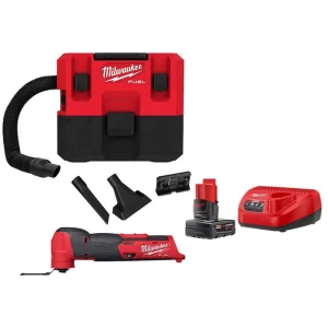 Milwaukee M12 FUEL 12-Volt Lithium-Ion Cordless 1.6 Gal. Wet/Dry Vacuum & Oscillating Multi-Tool Kit with 4.0 Ah Battery & Charger