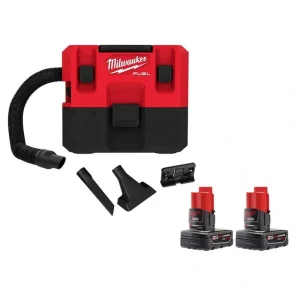Milwaukee M12 FUEL 12-Volt Lithium-Ion Cordless 1.6 Gal. Wet/Dry Vacuum w/(2) M12 12-Volt Lithium-Ion XC 3.0Ah Batteries