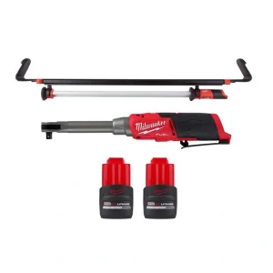 Milwaukee M12 FUEL 12V 3/8 in. Extended Reach High Speed Cordless Ratchet w/M12 LED Underhood Light & (2) M12 HO 2.5 Ah Batteries