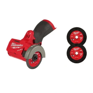 Milwaukee M12 FUEL 12V 3 in. Lithium-Ion Brushless Cordless Cut Off Saw (Tool-Only) with 3 in. Metal Cut Off Wheels (6-Pack)