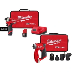 Milwaukee M12 FUEL 12V Li-Ion Cordless SURGE 1/4 in. Hex Impact Driver and 4-in-1 Installation 3/8 in. Drill Driver Combo Kit