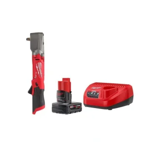 Milwaukee M12 FUEL 12V Lithium-Ion Brushless Cordless 3/8 in. Right Angle Impact Wrench W/M12 4.0 Ah Starter Kit