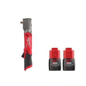 Milwaukee M12 FUEL 12V Lithium-Ion Brushless Cordless 3/8 in. Right Angle Impact Wrench With 1.5 Ah Battery Pack (2-Pack)