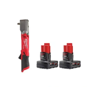 Milwaukee M12 FUEL 12V Lithium-Ion Brushless Cordless 3/8 in. Right Angle Impact Wrench With 3.0 Ah Battery Pack (2-Pack)