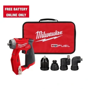 Milwaukee M12 FUEL 12V Lithium-Ion Brushless Cordless 4-in-1 Installation 3/8 in. Drill Driver with 4 Tool Head (Tool-Only)