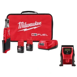 Milwaukee M12 FUEL 12V Lithium-Ion Brushless Cordless High Speed 1/4 in. Ratchet Kit W/M12 Compact Inflator