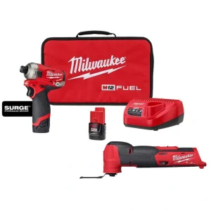 Milwaukee M12 FUEL 12V Lithium-Ion Brushless Cordless SURGE 1/4 in. Hex Impact Driver and Oscillating Multi-Tool Combo Kit