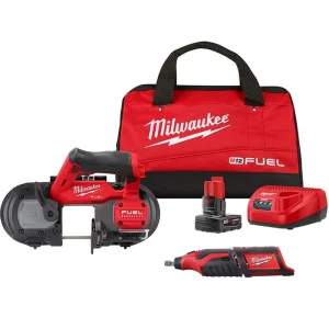 Milwaukee M12 FUEL 12V Lithium-Ion Cordless Compact Band Saw XC Kit with M12 12V Lithium-Ion Cordless Rotary Tool