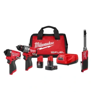 Milwaukee M12 FUEL INSIDER 12V Lithium-Ion Brushless 1/4 in. – 3/8 in. Extended Reach Box Cordless Ratchet w/ M12 2-Tool Combo Kit