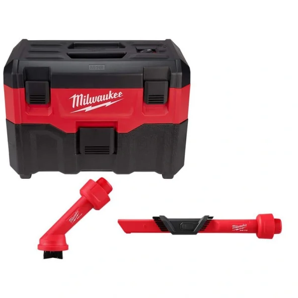 Milwaukee M18 18-Volt 2 Gal. Lithium-Ion Cordless Wet/Dry Vacuum w/AIR-TIP 1-1/4 in. – 2-1/2 in. (2-Piece) Brush and Crevice Kit